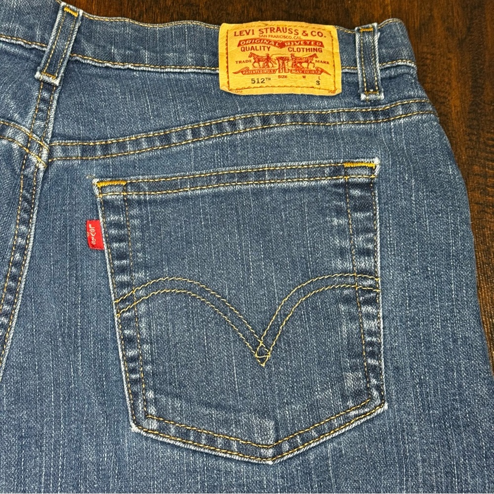 Levi’s 512 Classic Slim Stretch Tapered Blue High rise Denim Jeans 16 Short EUC - Picture 11 of 13